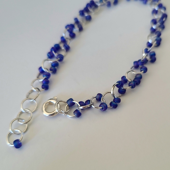 OOAK Delicate Blue Bead Bracelet - Picture 7 of 9